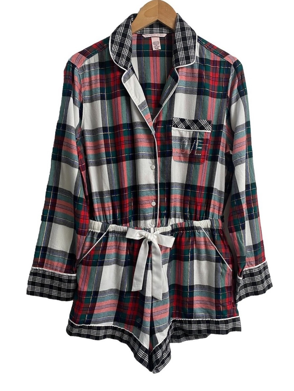 Victoria’s Secret Plaid Flannel Pajama Romper Medium
